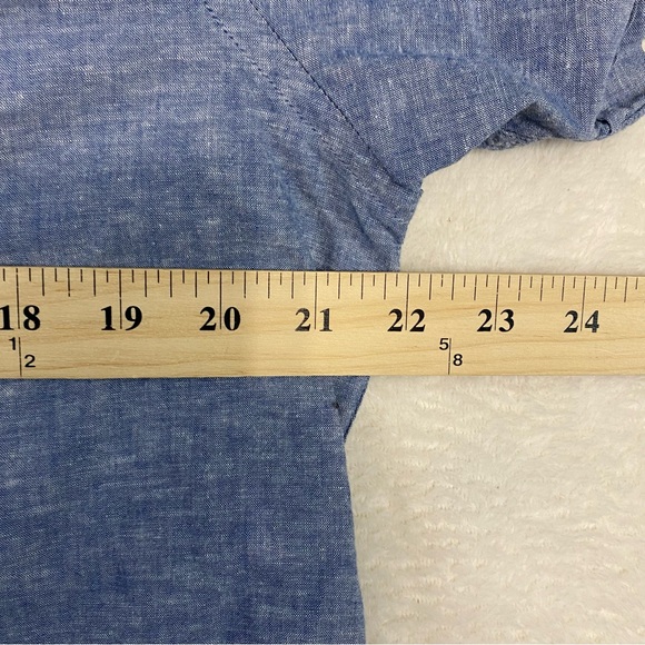 Tommy Hilfiger Shirt Men XL Chambray Short Sleeve Button Down Linen Blend - Picture 9 of 11